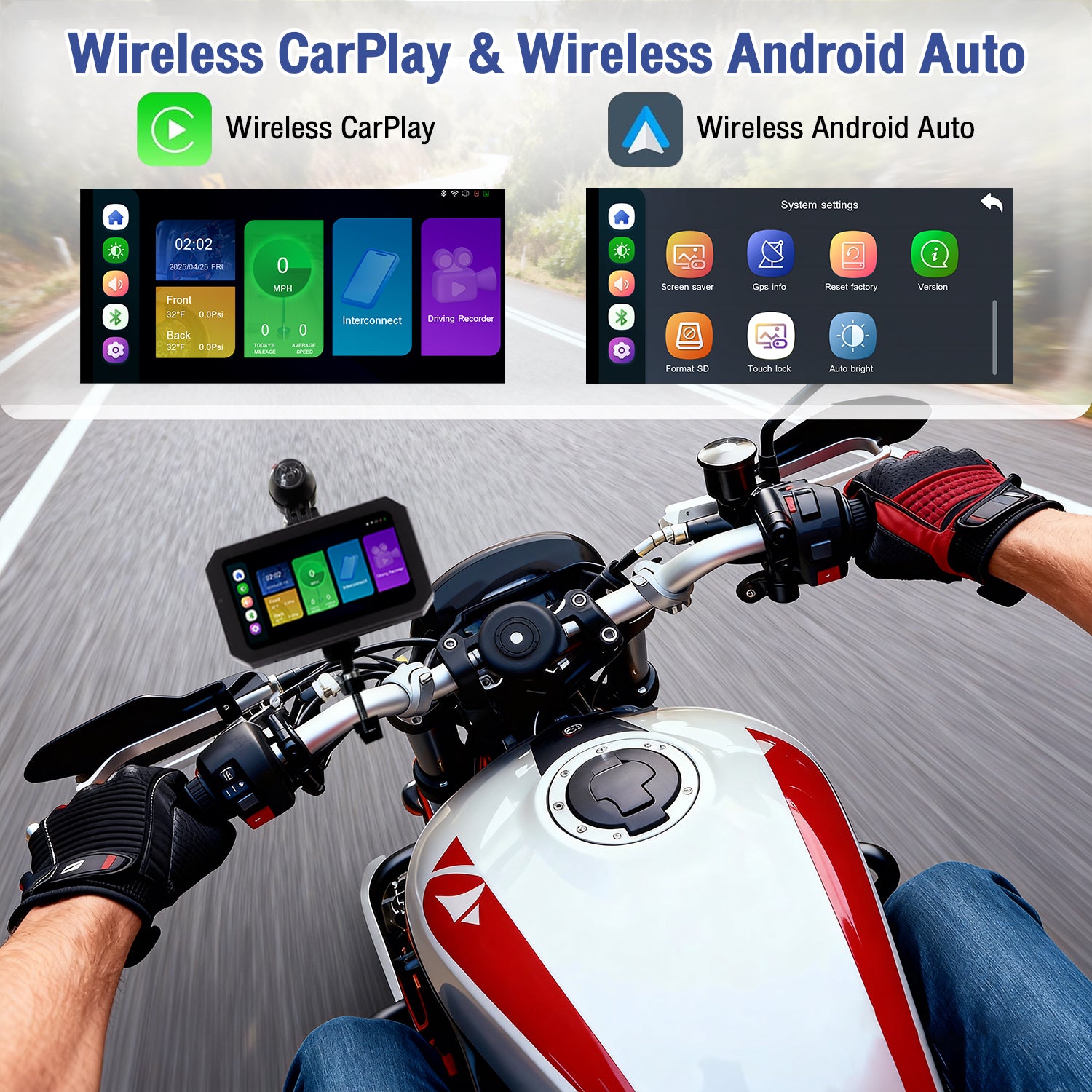 Roadpupil Motorcytcle Dash Cam-Wireless Carplay R9