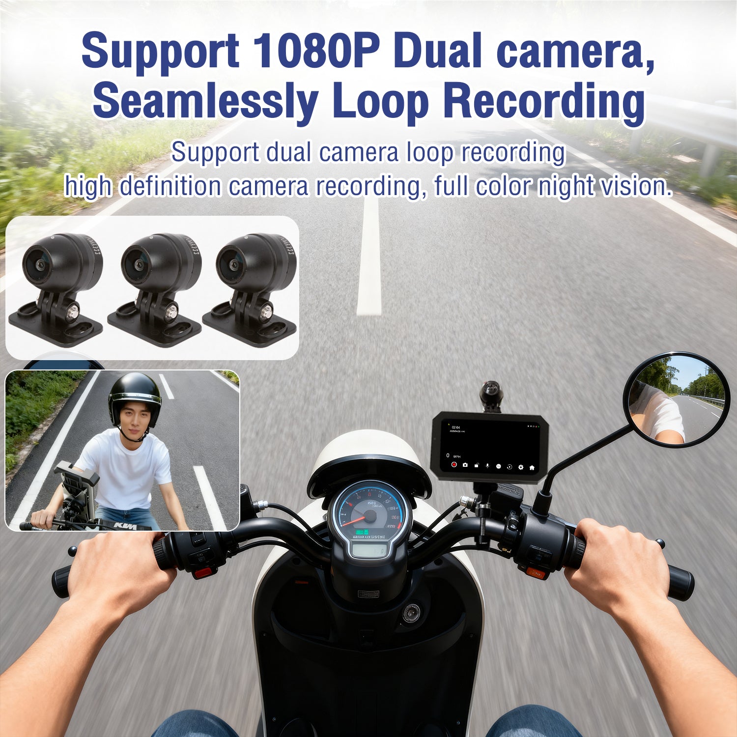 Roadpupil Motorcytcle Dash Cam-Wireless Carplay R9