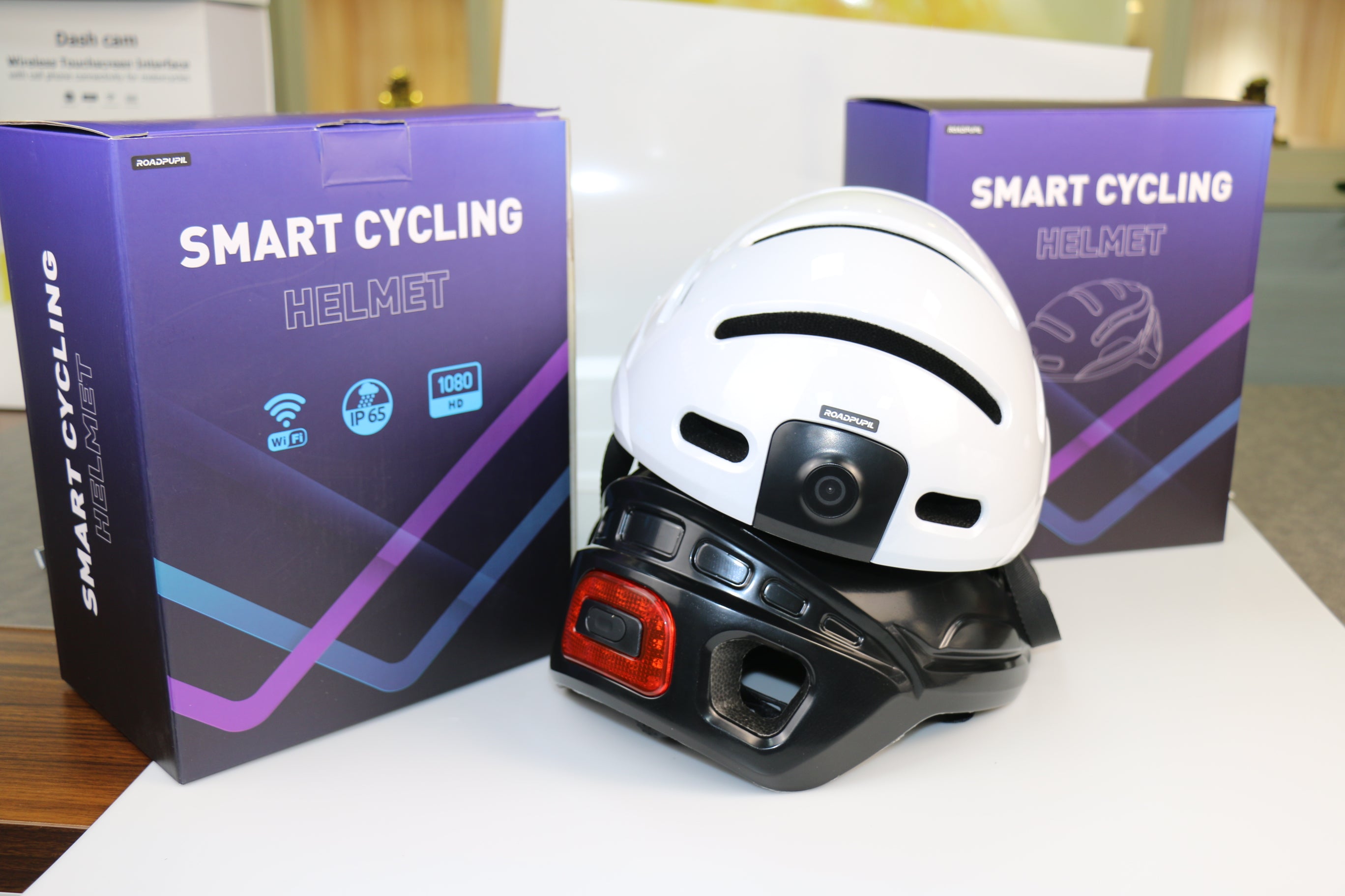 Helmet and camera system unboxed with full accessories